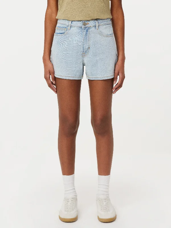 The Stevie Tapered Denim Short in Bleached Blue