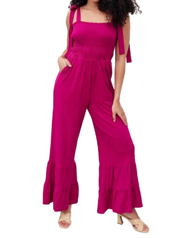 Almost Available Flared Jumpsuit In Magenta