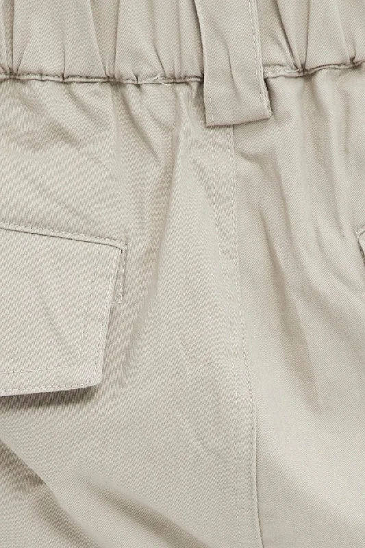 Beige Cargo Pants Mid Rise Carpenter