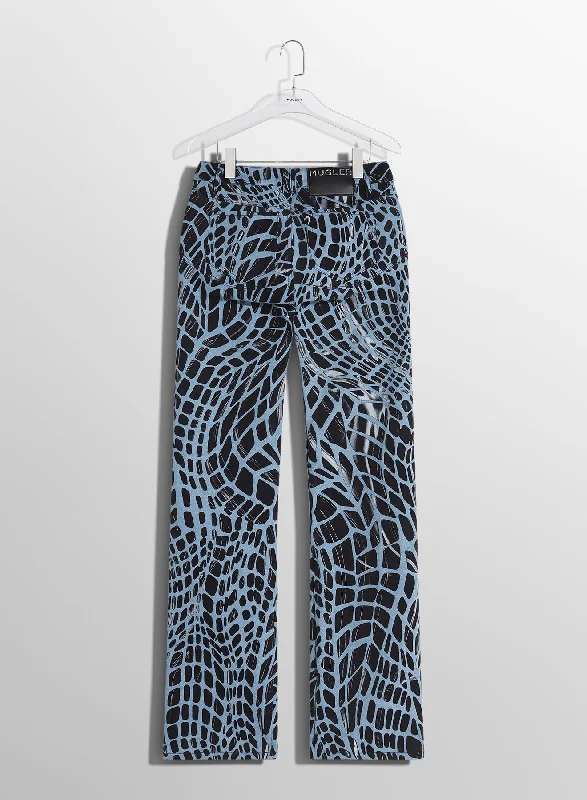 black velvet print straight leg jeans