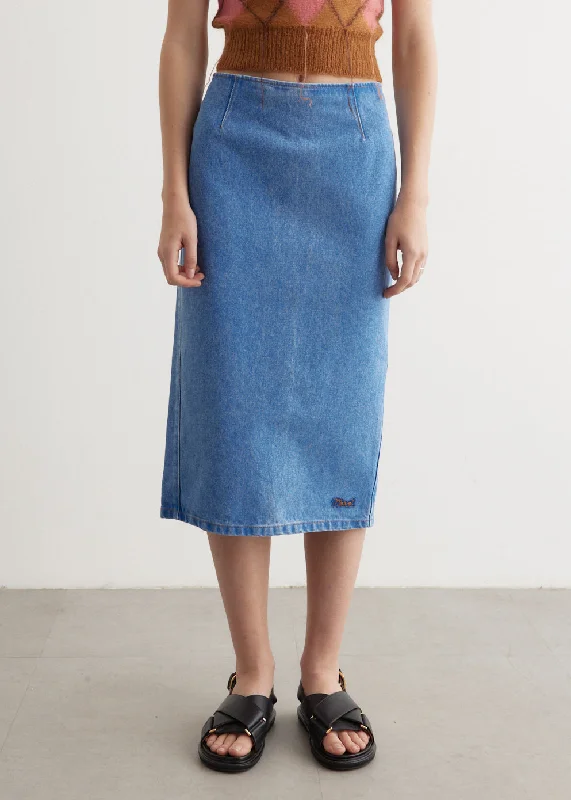 Bleached Coated Denim Skirt