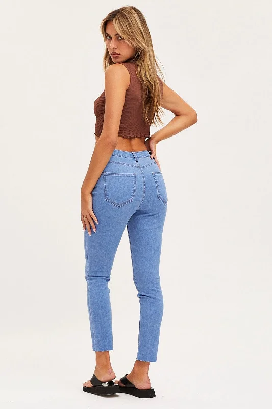 Blue Skinny Denim Jeans High Rise