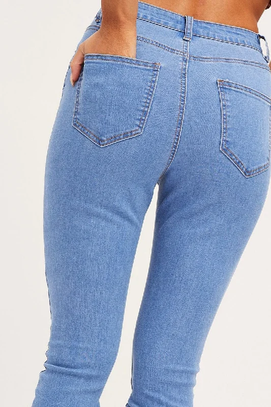 Blue Skinny Denim Jeans High Rise