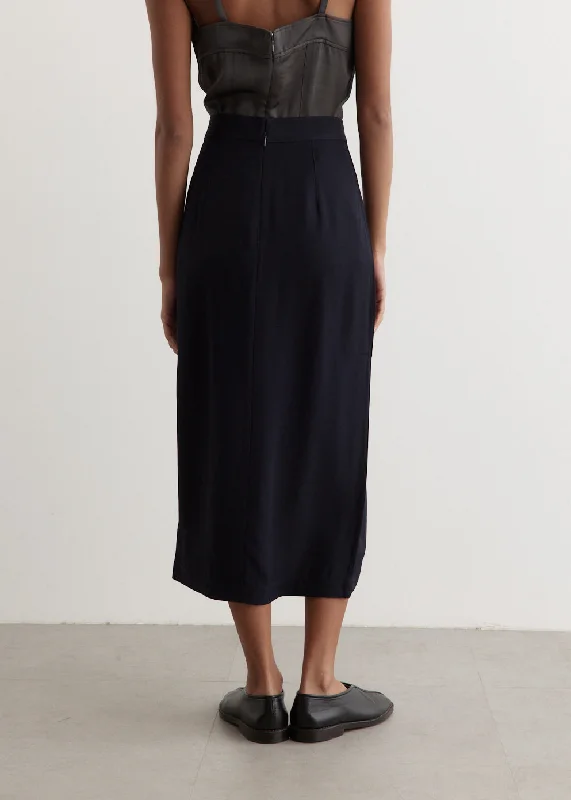 Front-Split Satin Midi Skirt