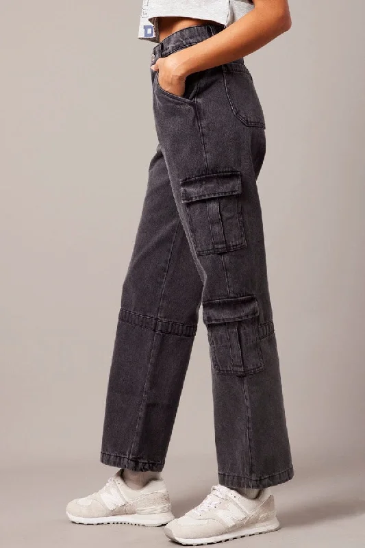 Grey Cargo Jean Wide Leg