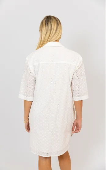 Harper Eyelet Pocket Shirt Dress