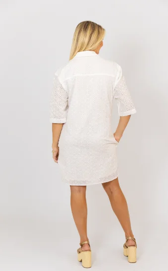 Harper Eyelet Pocket Shirt Dress