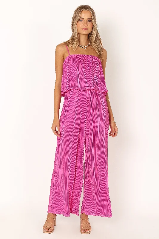 Jillian Plisse Jumpsuit - Orchid