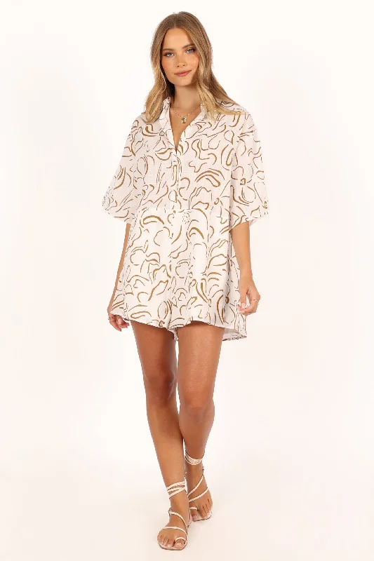 Kellie Playsuit - White/Beige