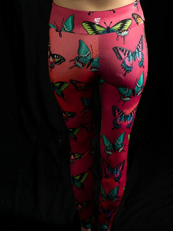 Maroon Butterfly Leggings