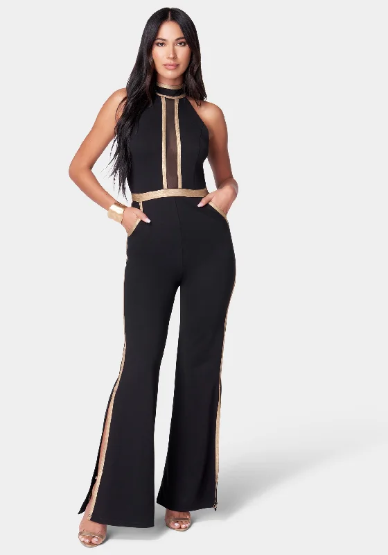 Metallic Detail Wide Leg Jumpsuit