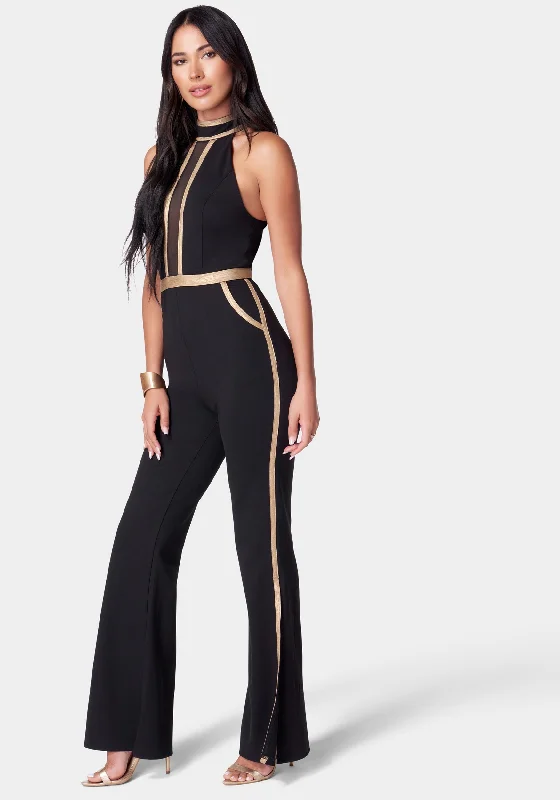 Metallic Detail Wide Leg Jumpsuit