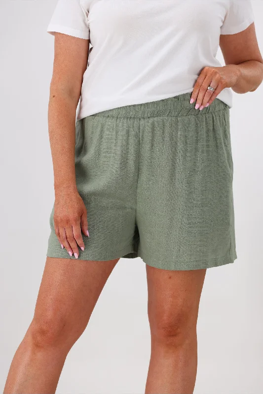 Miracle Mattie Linen Shorts Khaki