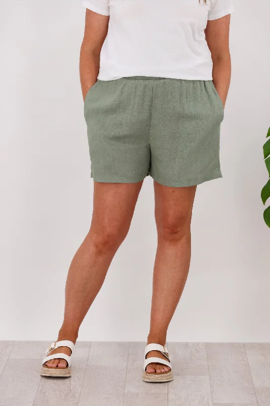 Miracle Mattie Linen Shorts Khaki