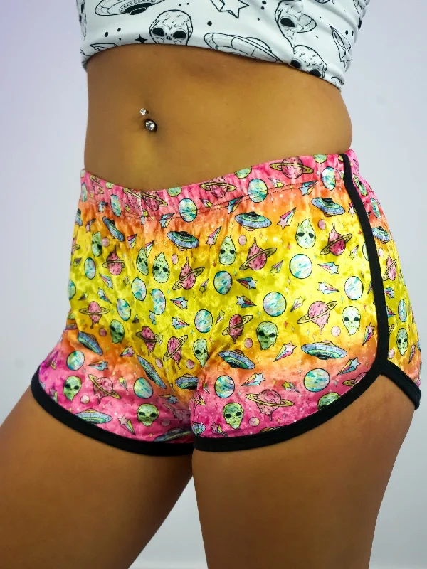 Neon Rainbow Space Retro Shorts