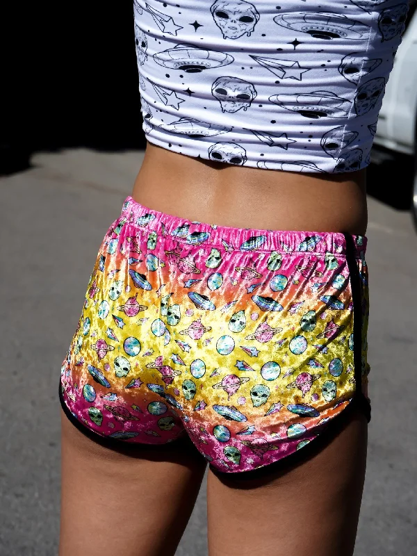 Neon Rainbow Space Retro Shorts