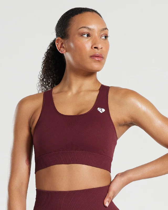 Power Seamless Sports Bra | Dark Cherry