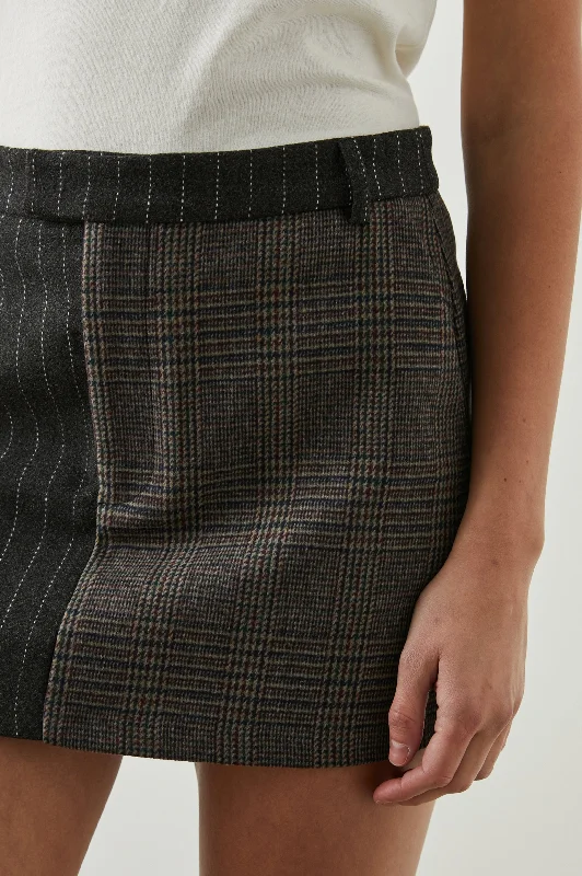 PRIM SKIRT - PINSTRIPE PLAID MIX