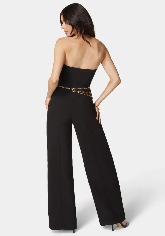 Scoop Neck Belted Palazzo Leg Jumpsuit