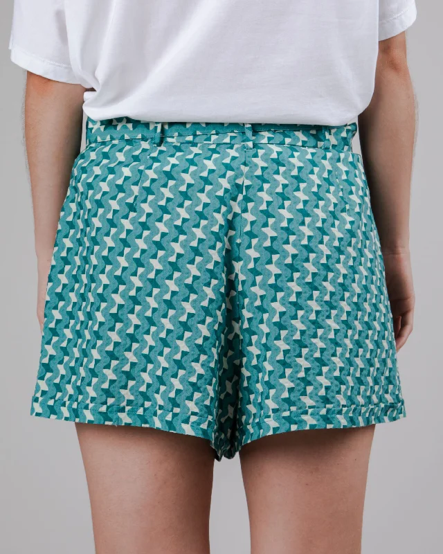 Tiles Belted Cotton Shorts Ocean