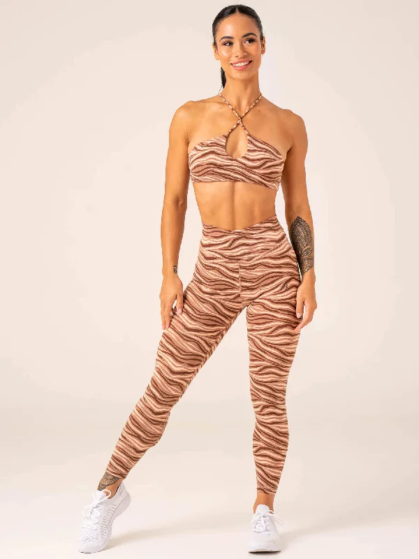 Unstoppable High Waisted Scrunch Leggings - Mocha Zebra