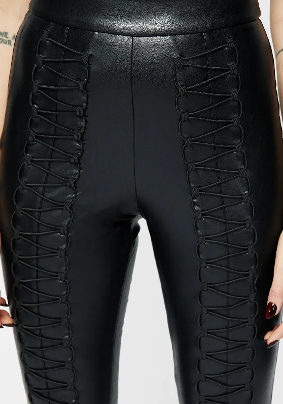 Vagabond Lace Up PU Leggings