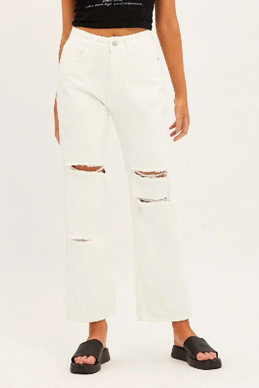 White Boyfriend Denim Jeans