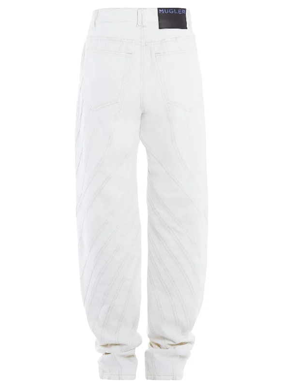 white spiral baggy jeans