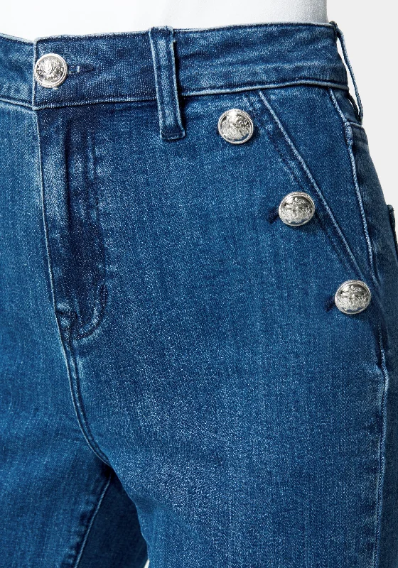 Wide Leg Button Detail Jean