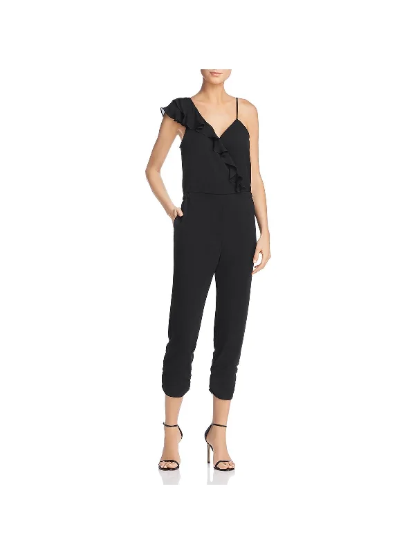 Womens Ruffled V Neck Jumpsuit