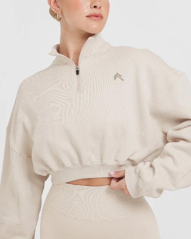 All Day Lightweight Crop 1/4 Zip Sweatshirt | Sand