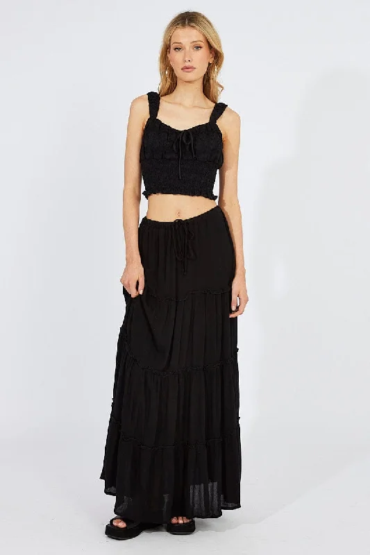 Black Maxi Skirt Tiered