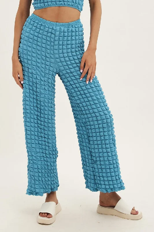 Blue Wide Leg Pants