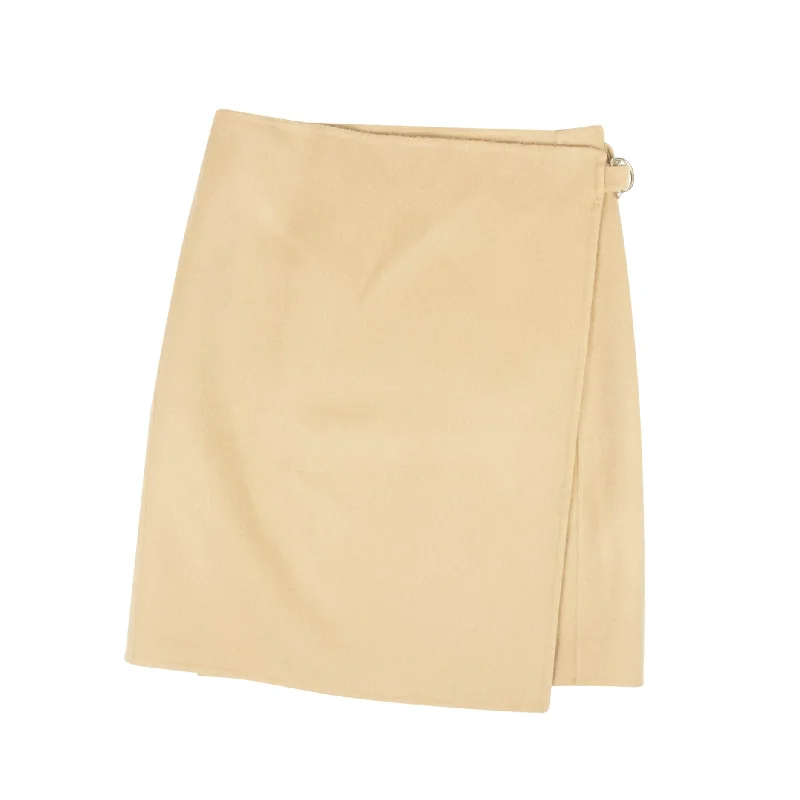 Camel Doubleface Wrap Wool Skirt