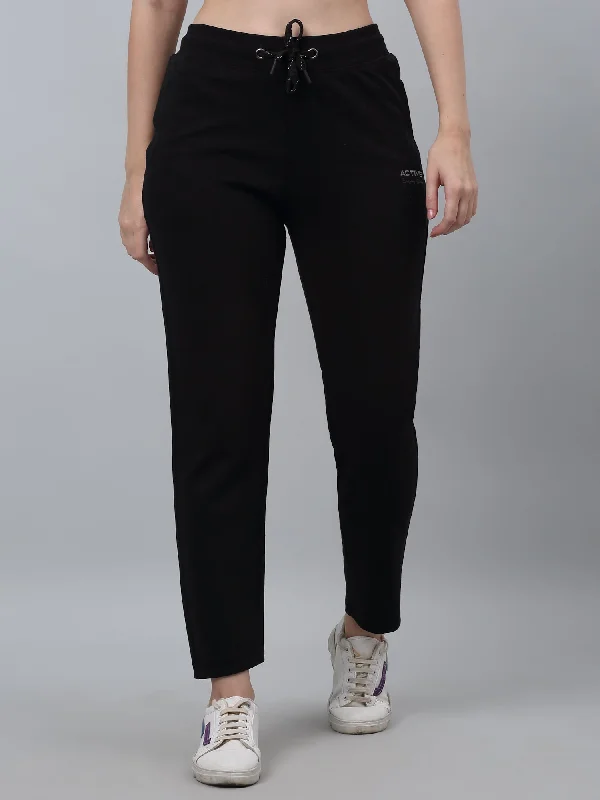 Cantabil Women Solid Black Fleece Casual Track Pant