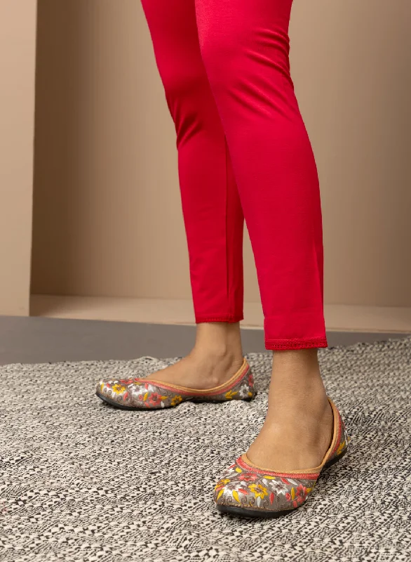 Carrot Red Ankle Length Plain Legging