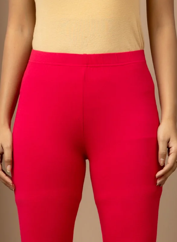 Carrot Red Ankle Length Plain Legging