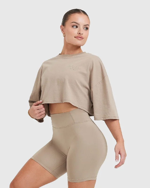 Classic Lifters Graphic Relaxed Crop Lightweight T-Shirt | Sandstone