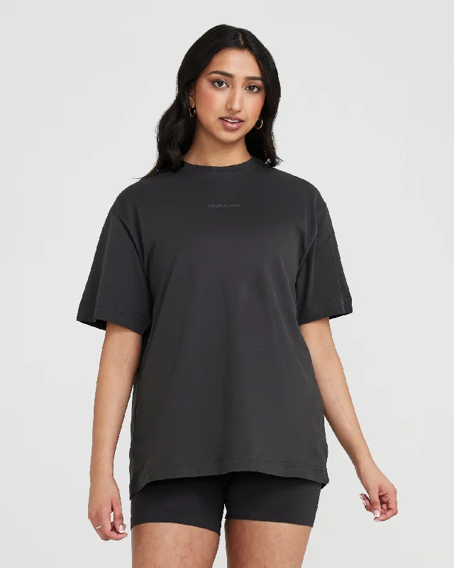 Classic Mirror Graphic Oversized T-Shirt | Washed Coal