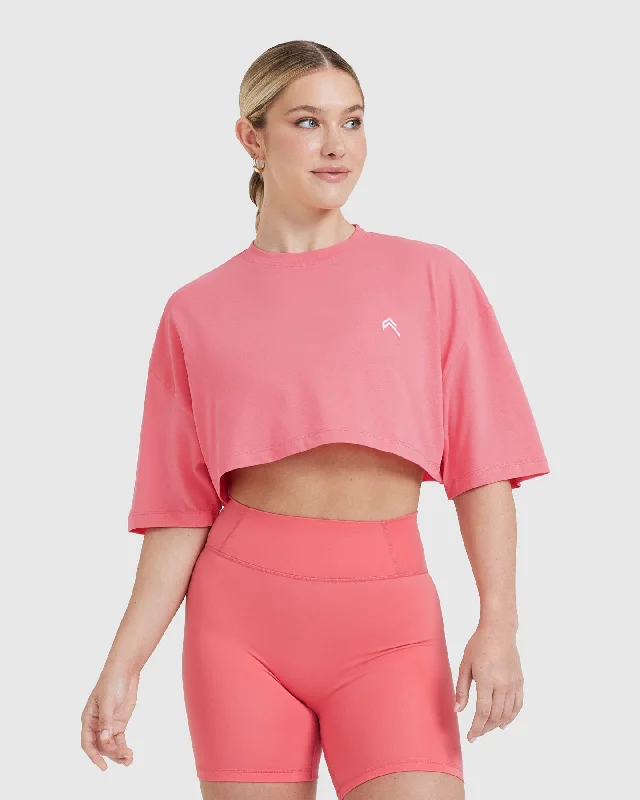 Classic Relaxed Crop Lightweight T-Shirt | Washed Amplify Pink