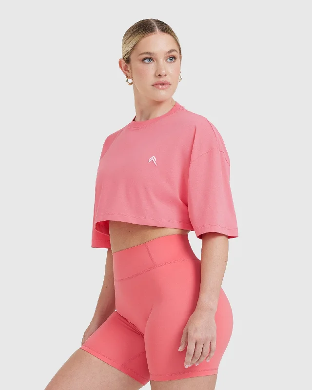 Classic Relaxed Crop Lightweight T-Shirt | Washed Amplify Pink