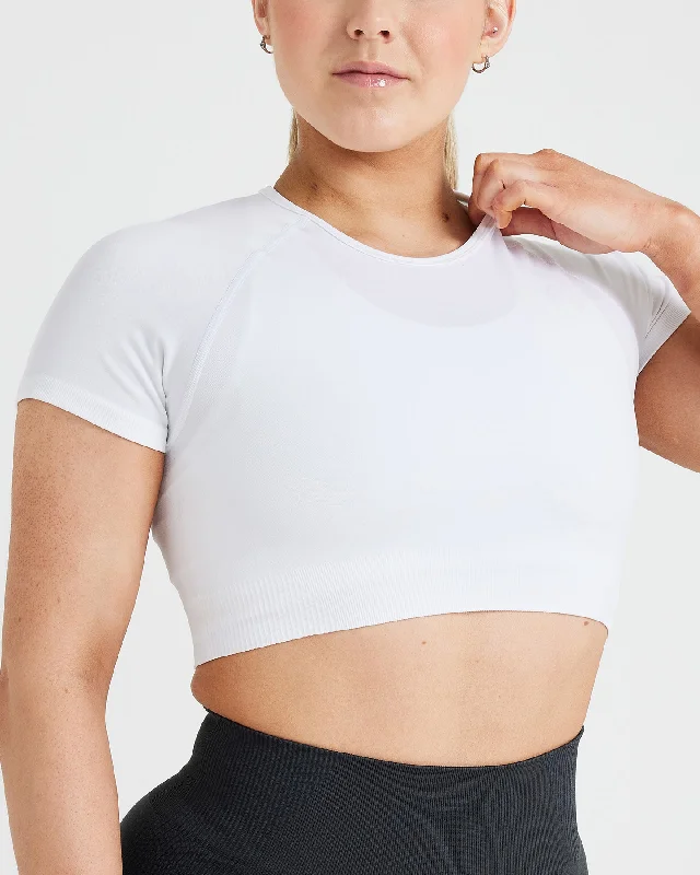 Classic Seamless 2.0 Short Sleeve Crop Top | White