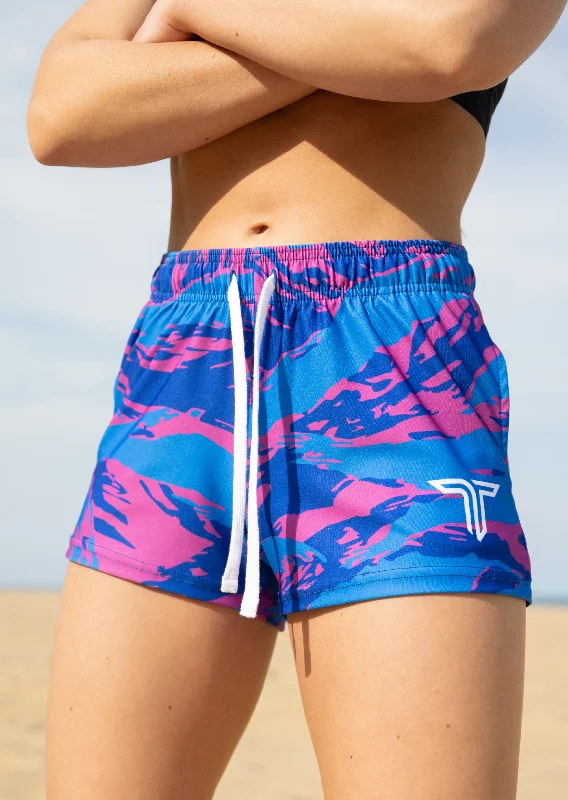 Cotton Candy Jungle Camo Women's Gym Shorts (3"" Inseam)