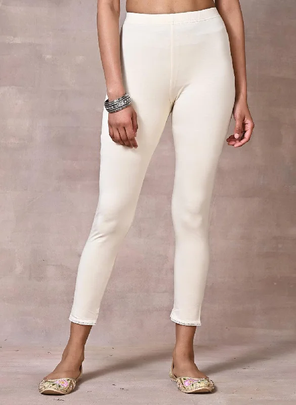 Cream Ankle Length Legging