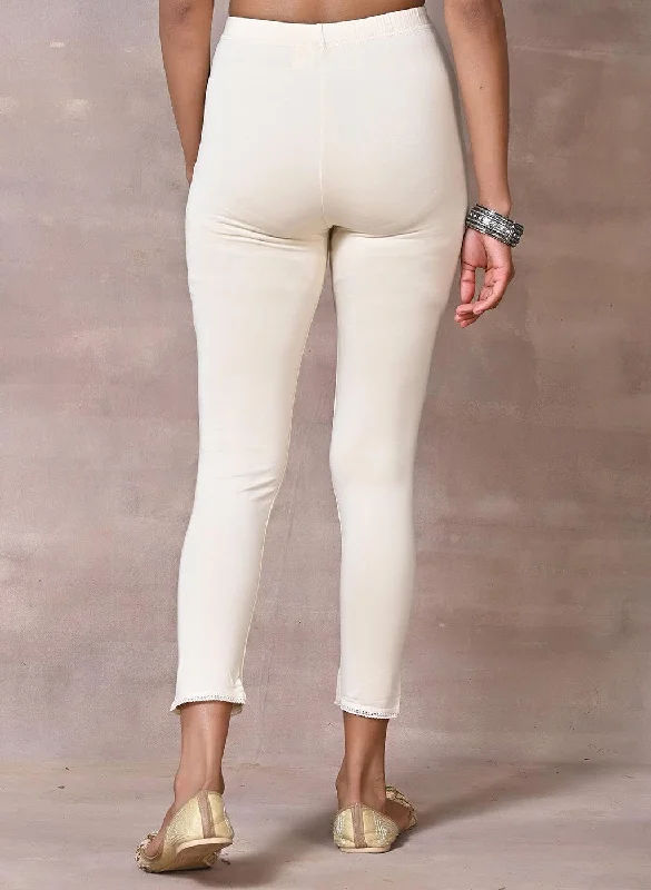 Cream Ankle Length Legging