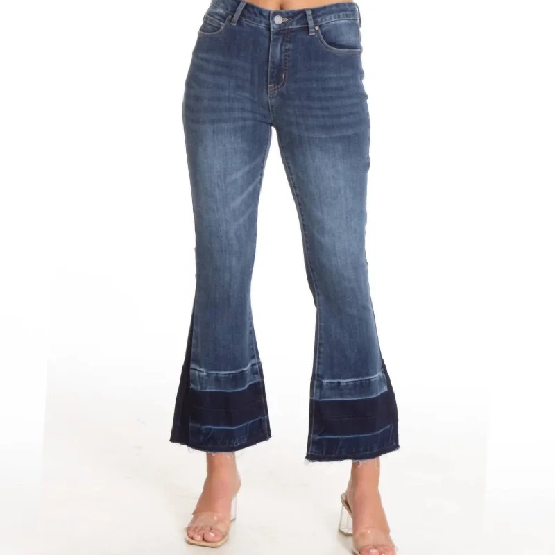 Crop 2 Tone Jean In Medium Indigo