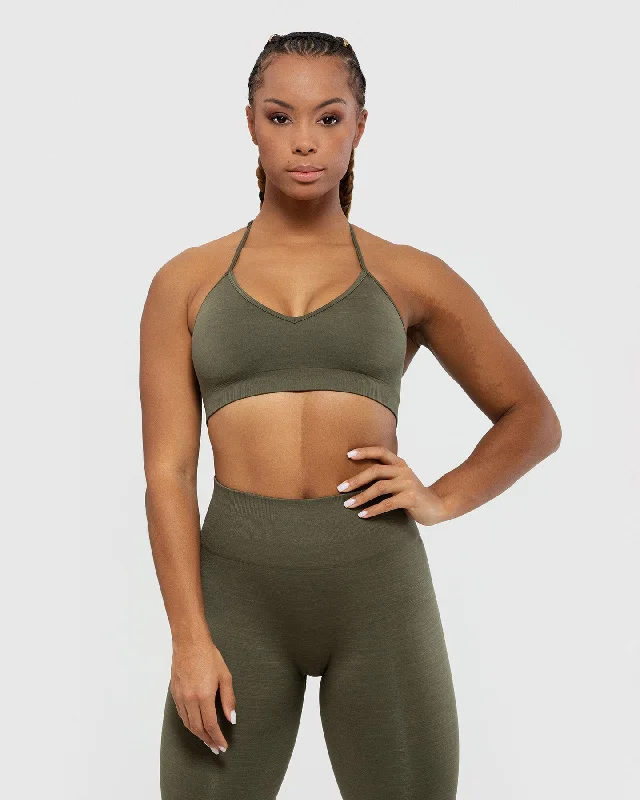 Define Seamless Halter Neck Bra | Khaki