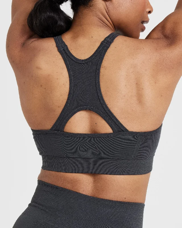 Effortless Seamless High Neck Bralette | Coal