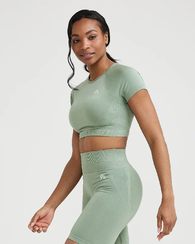 Effortless Seamless Short Sleeve Crop Top | Sage