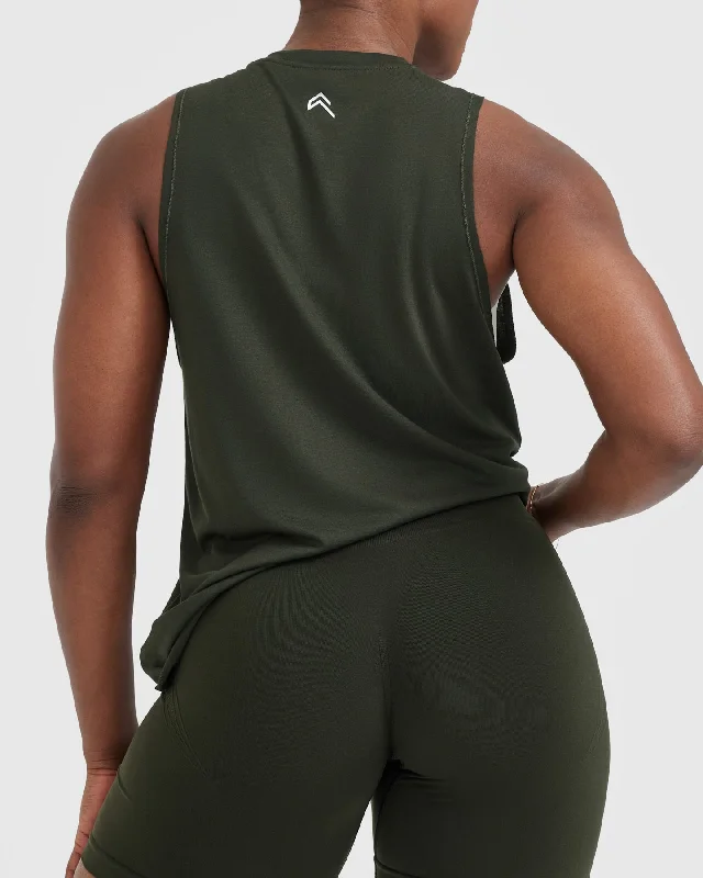 Go To Muscle Vest | Khaki Green